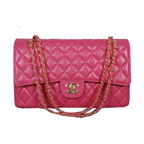 Chanel Classic Flap Bag 1113 Rose Sheep Leather Gold