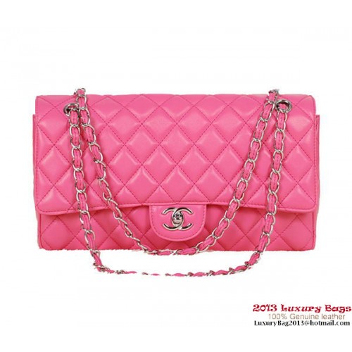 Chanel Classic Flap Bag 1113 Rose Schapenvacht Zilver