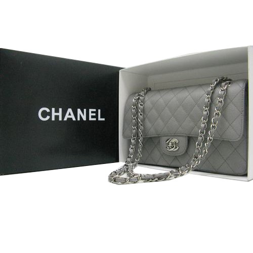 Chanel Classic Flap Bag 2.55 Serie Origineel Cannage Patroon CHA1112 Grijs