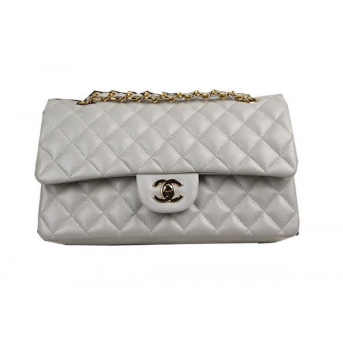 Chanel Classic Flap Bag 2.55 Serie Originele Schapenvacht CHA1112 Gebroken Wit