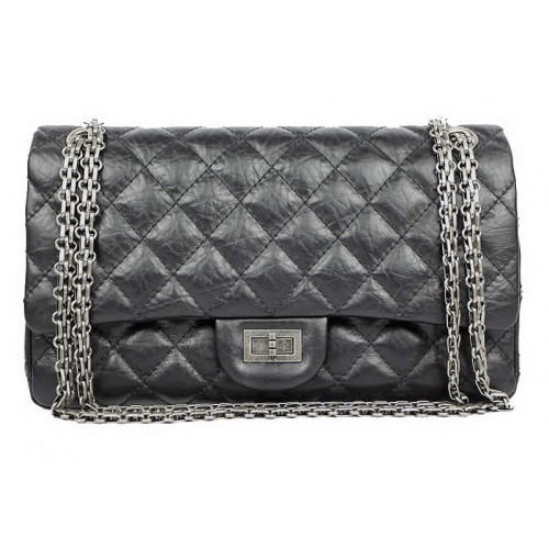 Chanel Classic Flap Bag A37587 Origineel Leer Zwart Zilver