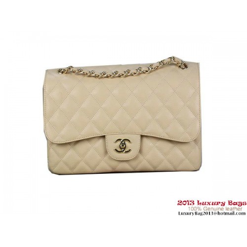 Chanel Classic Flap Bag Abrikoos Origineel Cannage Patronen Leer Goud