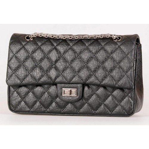 Chanel Classic Flap Bag Zwart Kalfsleer A30226 Zilver