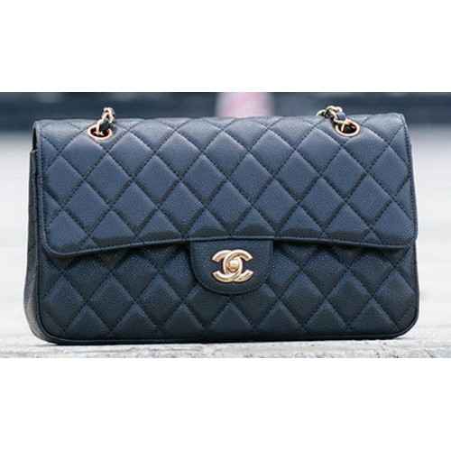 Chanel Classic Flap Bag Zwart Cannage Patroon A1113 Goud