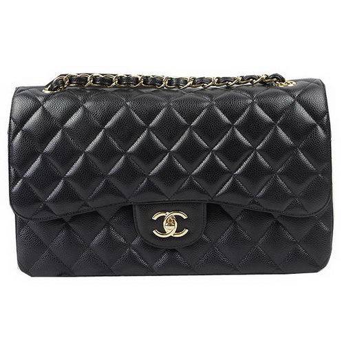 Chanel Classic Flap Bag Zwart Cannage Patroon CF1113 Goud