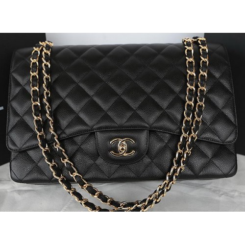 Chanel Classic Flap Bag Zwart Origineel Cannage Patroon CFA1116 Goud