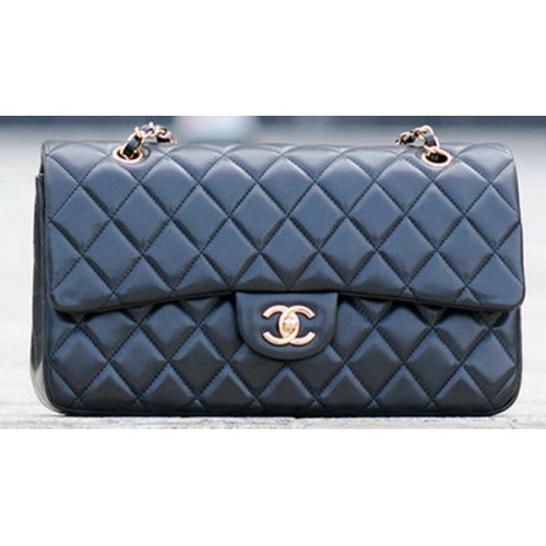 Chanel Classic Flap Bag Zwart Schapenleer A1113 Goud