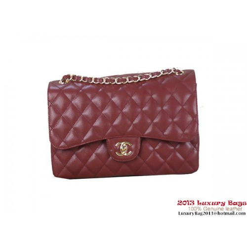 Chanel Classic Flap Bag Bordeaux Origineel Cannage Patronen Leer Goud