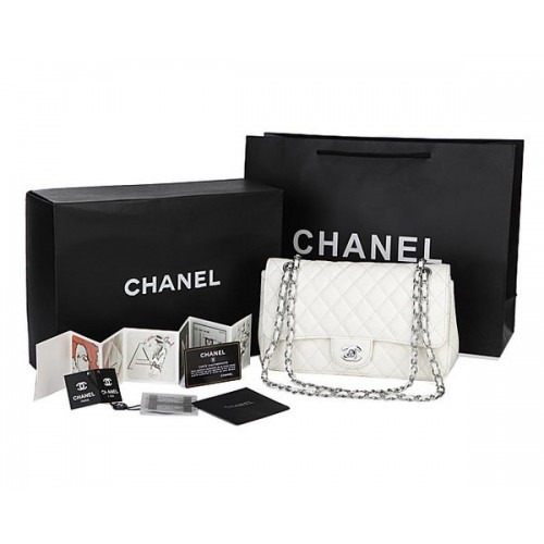 Chanel Classic Flap Bag Cannage Patroon CHA1113 Wit