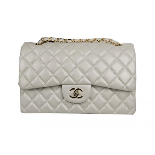 Chanel Classic Flap Bag Gebroken Wit Origineel Leer CF1113 Goud