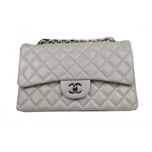 Chanel Classic Flap Bag OffWhite Origineel Leer CF1113 Zilver