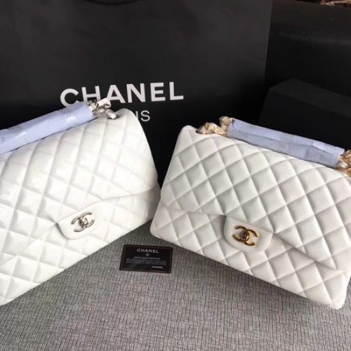 Chanel Klassieke Flap Bag Origineel Leer A1113 Wit