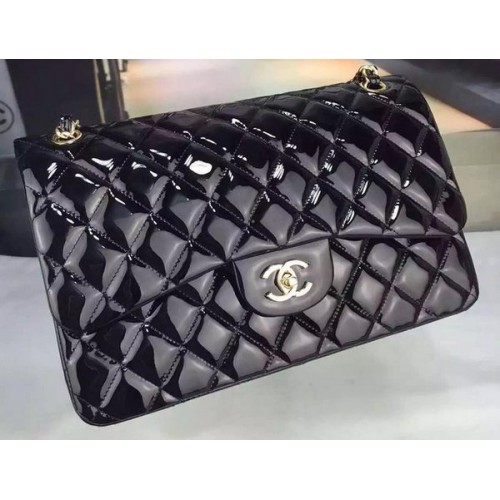 Chanel Classic Flap Bag Origineel Lakleer CHA7212 Zwart