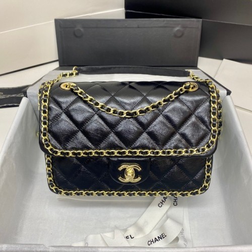 Chanel Classic Flap Bag Original Sheepskin Leather 3366 zwart & goudkleurig metaal