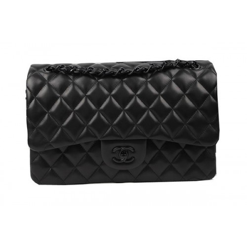 Chanel Classic Flap Bag Origineel Schapenleer A1113 Zwart