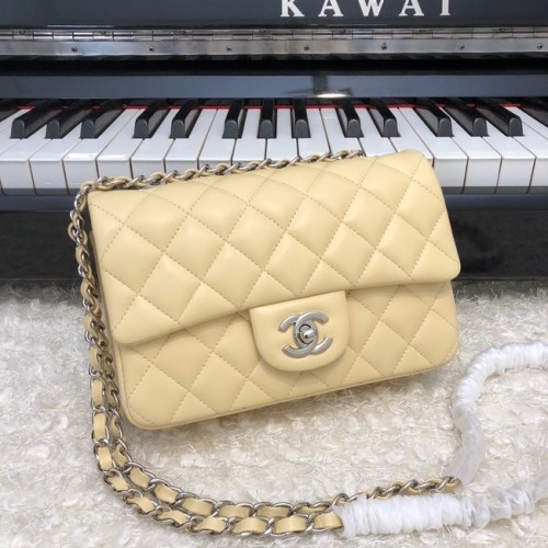 Chanel Classic Flap Bag Origineel Schapenleer A1116 abrikoos&zilverkleurig metaal