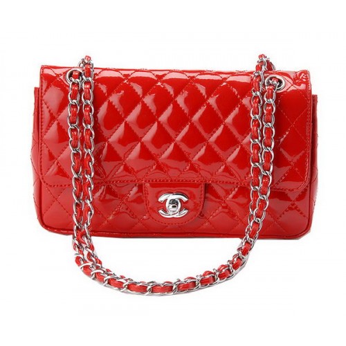 Chanel Classic Flap Bag Lakleer CHA1113 Rood