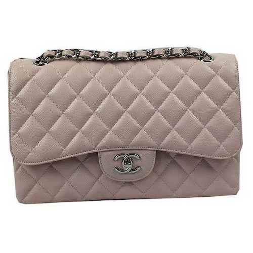 Chanel Classic Flap Bag Roze Cannage Patroon CF1113 Zilver