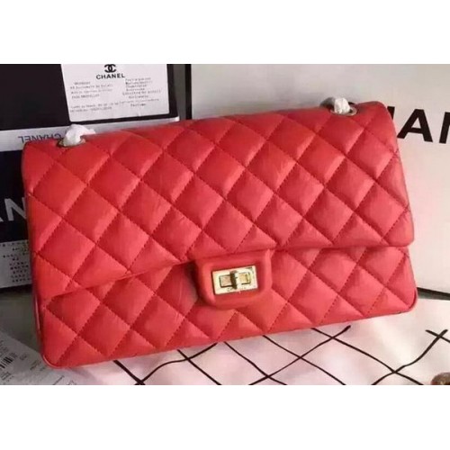 Chanel Classic Flap Bag Rood Origineel Leer CHA8575 Goud