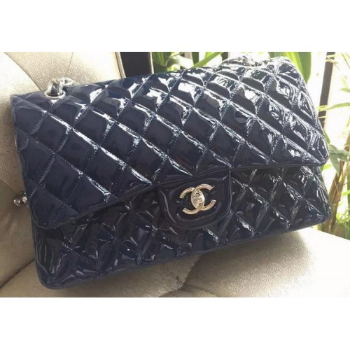 Chanel Classic Flap Bag Royal Origineel Lakleer A1113 Zilver