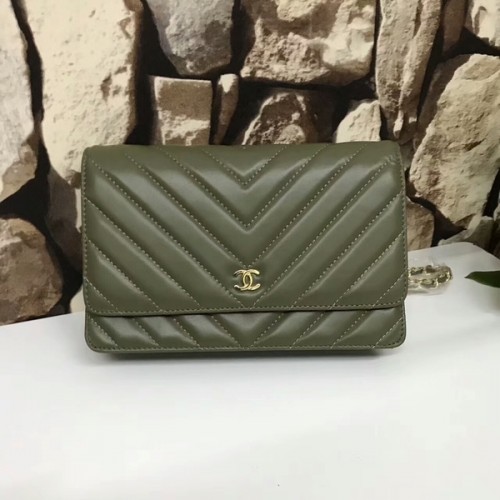 Chanel Classic Flap Bags Atrovirens Origineel Schapenleer 33815 Glod
