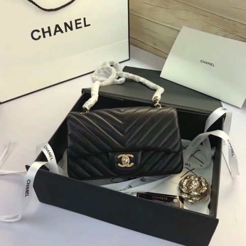 Chanel Classic Flap Bags Zwart Origineel Schapenleer 1116 Goud
