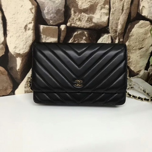 Chanel Classic Flap Bags Zwart Origineel Schapenleer Leer 33815 Glod