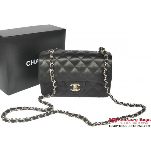 Chanel Classic Flap Bags Zwart Origineel Schapenleer A1116 Zilver