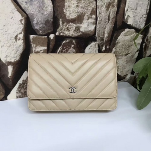 Chanel Classic Flap Bags Camel Origineel Schapenleer 33815 Zilver