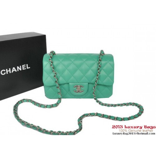 Chanel Classic Flap Bags Groen Origineel Schapenleer A1116 Zilver