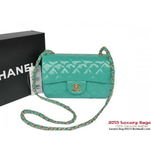 Chanel Classic Flap Bags Lichtgroen Origineel Lakleer A1116 Goud