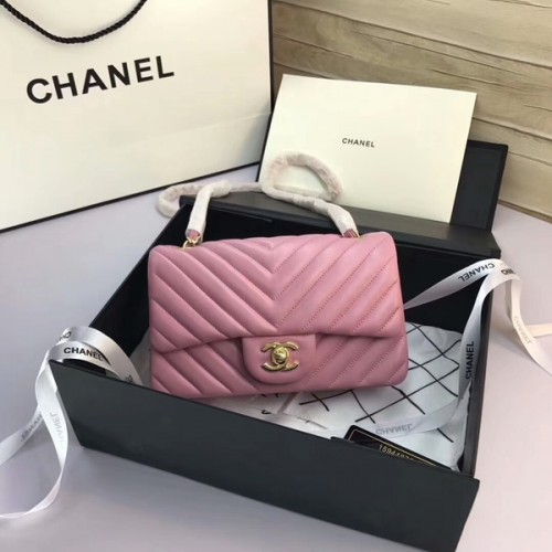 Chanel Classic Flap Bags Lichtroze Origineel Schapenleer 1116 Goud