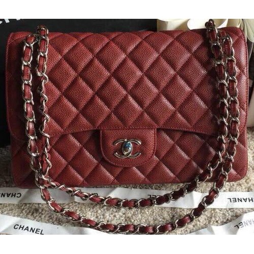 Chanel Classic Flap Bags Original Caviar Leather A1113 Burgundy