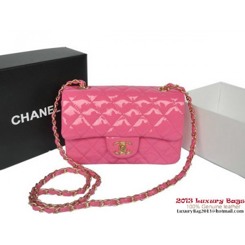Chanel Classic Flap Bags Rose Origineel Lakleer A1116 Goud