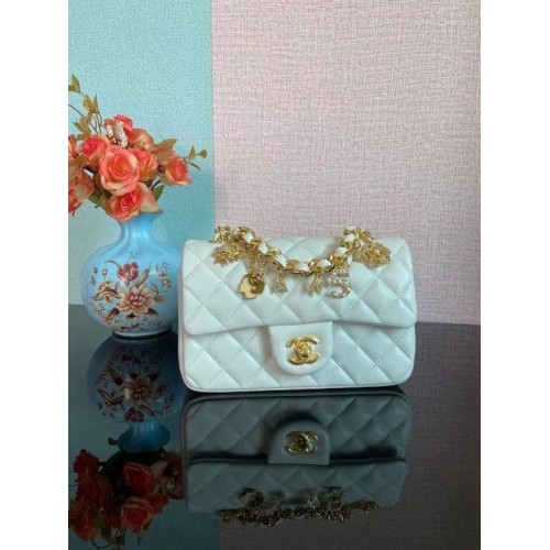 Chanel Classic Flap Schoudertas Origineel Schapenleer AS2326 Wit