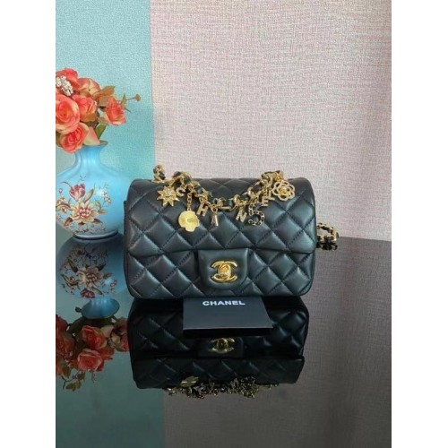 Chanel Classic Flap Schoudertas Origineel Schapenleer AS2326 zwart