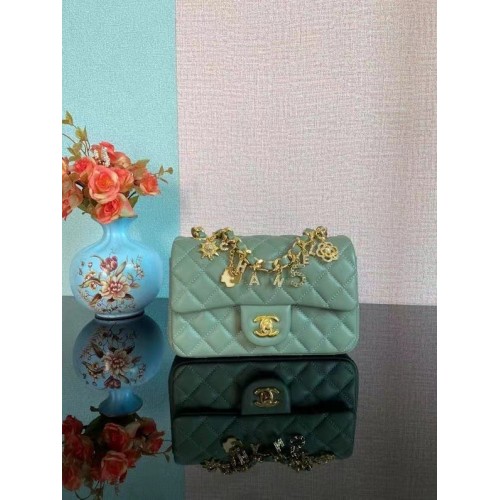 Chanel Classic Flap Schoudertas Origineel Schapenleer AS2326 groen