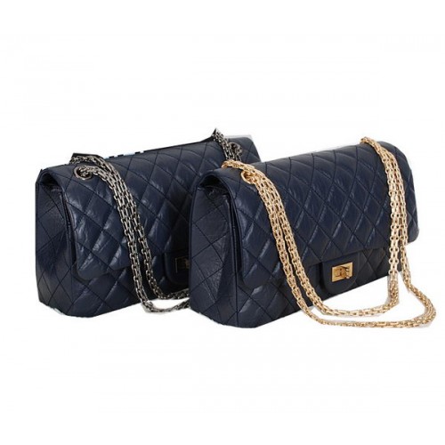 Chanel Classic Flap Shoulder Bags A226 Blauw Origineel Schapenleer