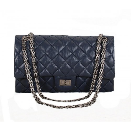 Chanel Classic Flap Shoulder Bags A226 Blauw Schapenleer Zilver