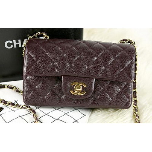 Chanel Classic Flap mini Bag Bordeaux Origineel Cannage Patroon CHA1280 Goud