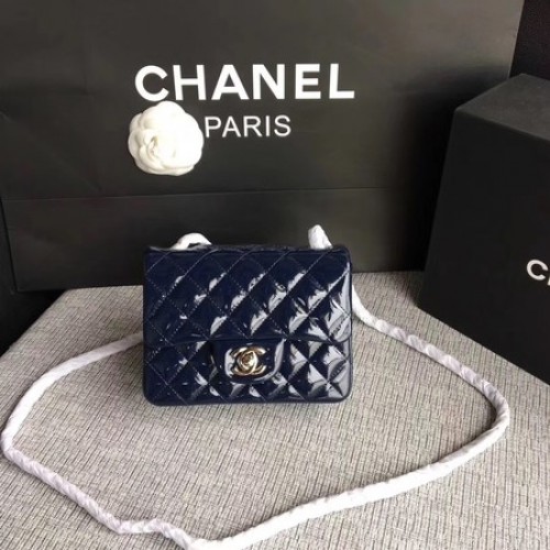 Chanel Classic Flap mini Tas Origineel Leer A1115 Royal