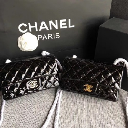 Chanel Classic Flap mini Tas Origineel Leer A1117 Zwart