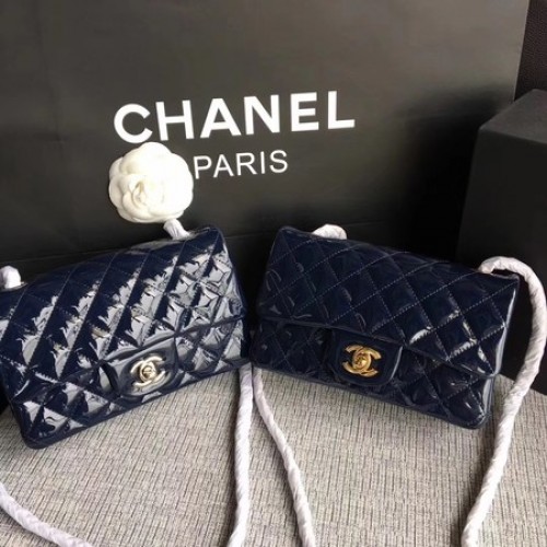 Chanel Classic Flap mini Tas Origineel Leer A1117 Royal