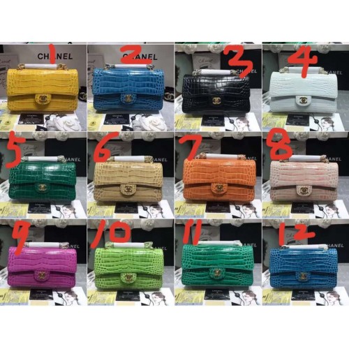 Chanel Classic handtas origineel alligator goudkleurig metaal A01112