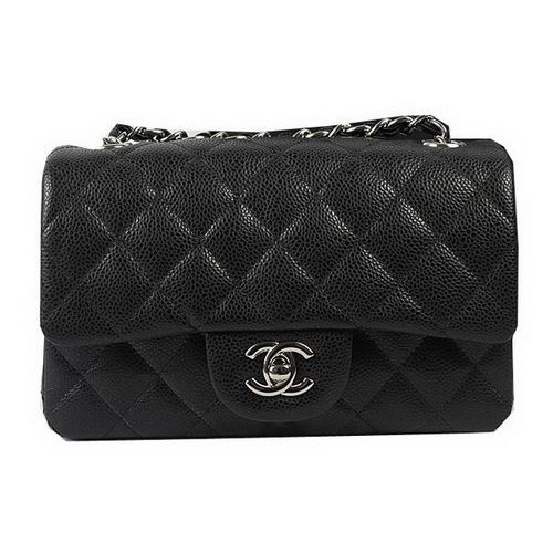 Chanel Classic MINI Flap Bag Zwart Cannage Patroon CF1119 Zilver