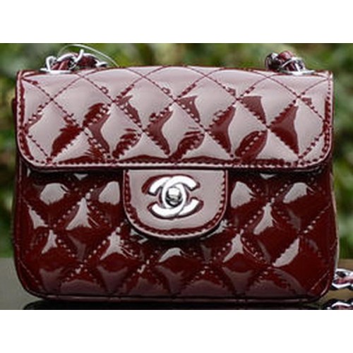 Chanel Classic MINI Flap Bag Koninklijk Lakleer A1115 Zilver