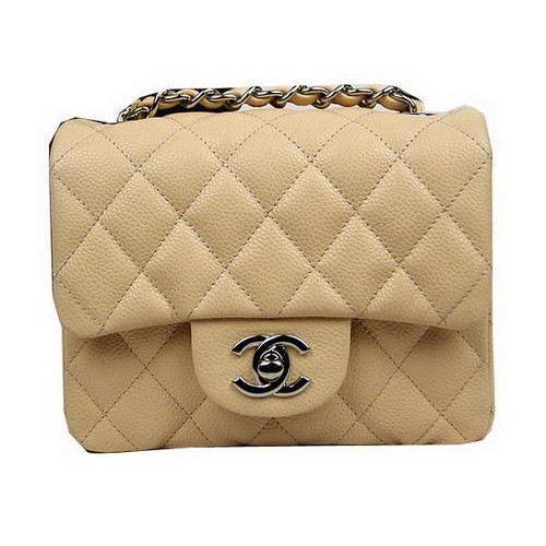 Chanel Classic MINI Flap Bag CF1115 Abrikoos Cannage Patroon Zilver
