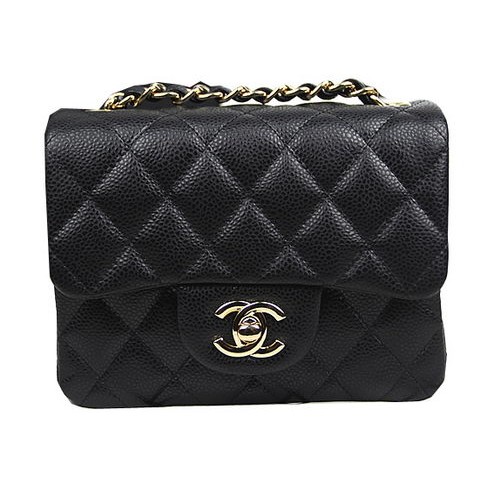 Chanel Classic MINI Flap Bag CF1115 Zwart Cannage Patroon Goud