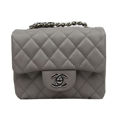 Chanel Classic MINI Flap Bag CF1115 Grijs Cannage Patroon Zilver