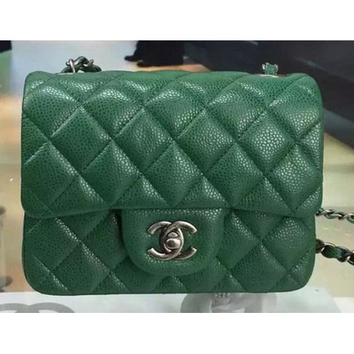 Chanel Classic MINI Flap Bag Cannage patroon leer A8171 groen